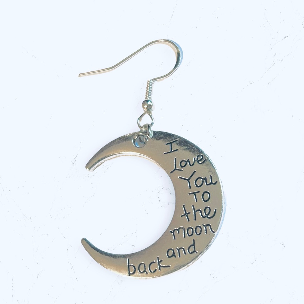 Handmade Earrings Moon Star Rainbow Moonstone Dangle Pierced Love Mother’s Day - Picture 2 of 7